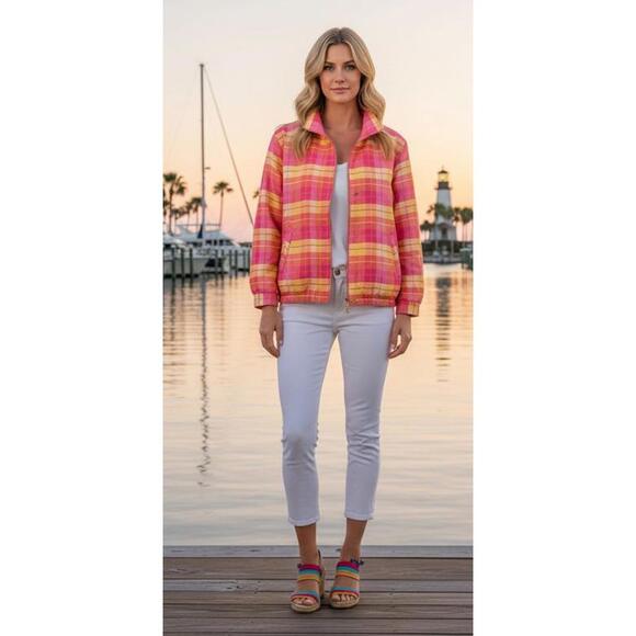 Mureli Jackets & Blazers - Vintage Mureli 100% Silk Plaid Jacket Gold Buttons - M/Fits Modern L